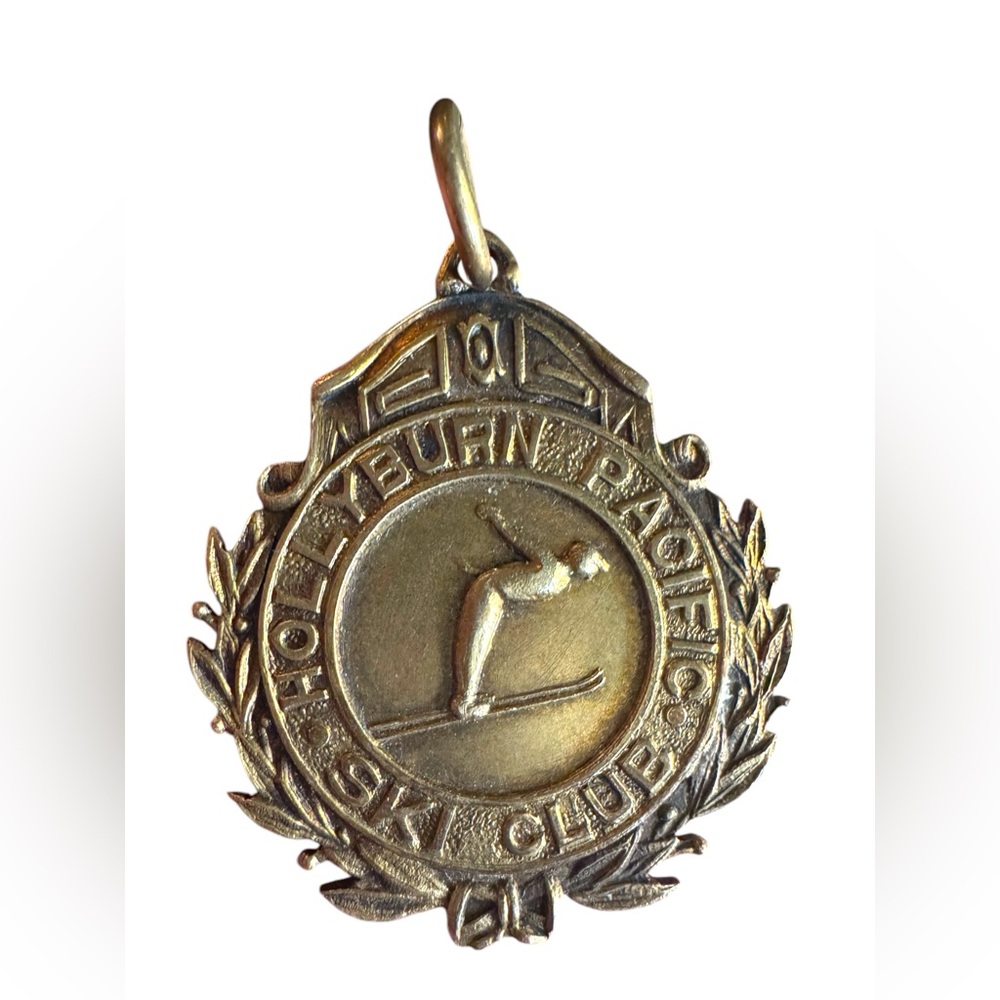 Hollyburn Pacific Ski Club Gold Medal Pendant sterling silver 1920s